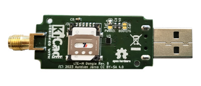 LTE-M Dongle PCB viewed from bottom